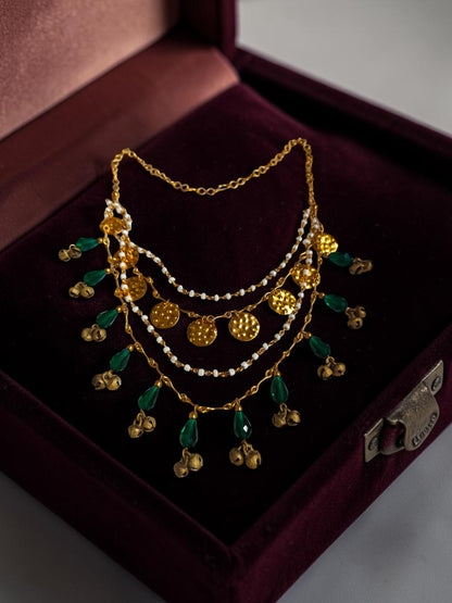 Thakurani Brass and Crystals Layered Statement Necklace
