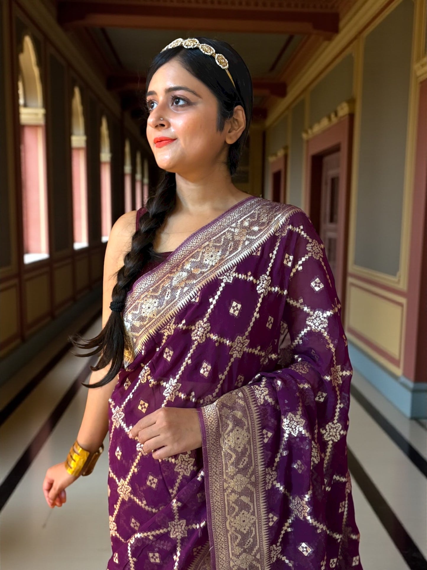 Full Jaalwork Khaddi Georgette Benarasi Saree
