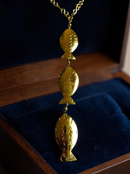 Meenakshi Brass Pendant Chain Necklace Jewelry Set (Necklace, Earrings)