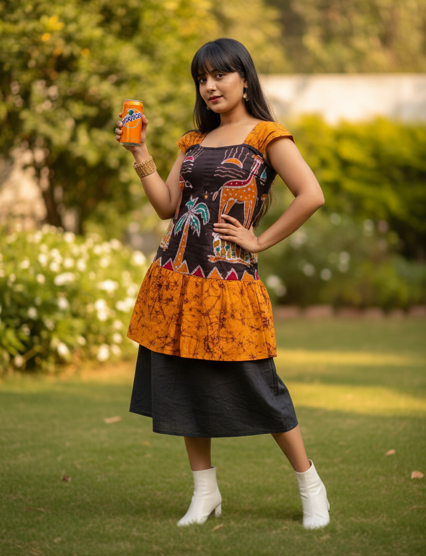 Boho Kanya Batik Cotton Low Drop-Waist Dress