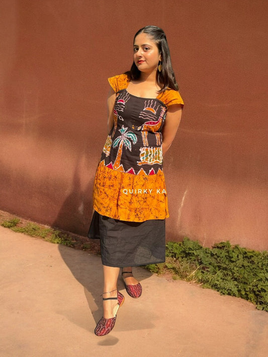 Boho Kanya Batik Cotton Low Drop-Waist Dress