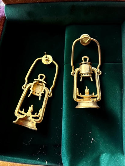 Lantern Premium Sculptural Brass Dangler Earrings