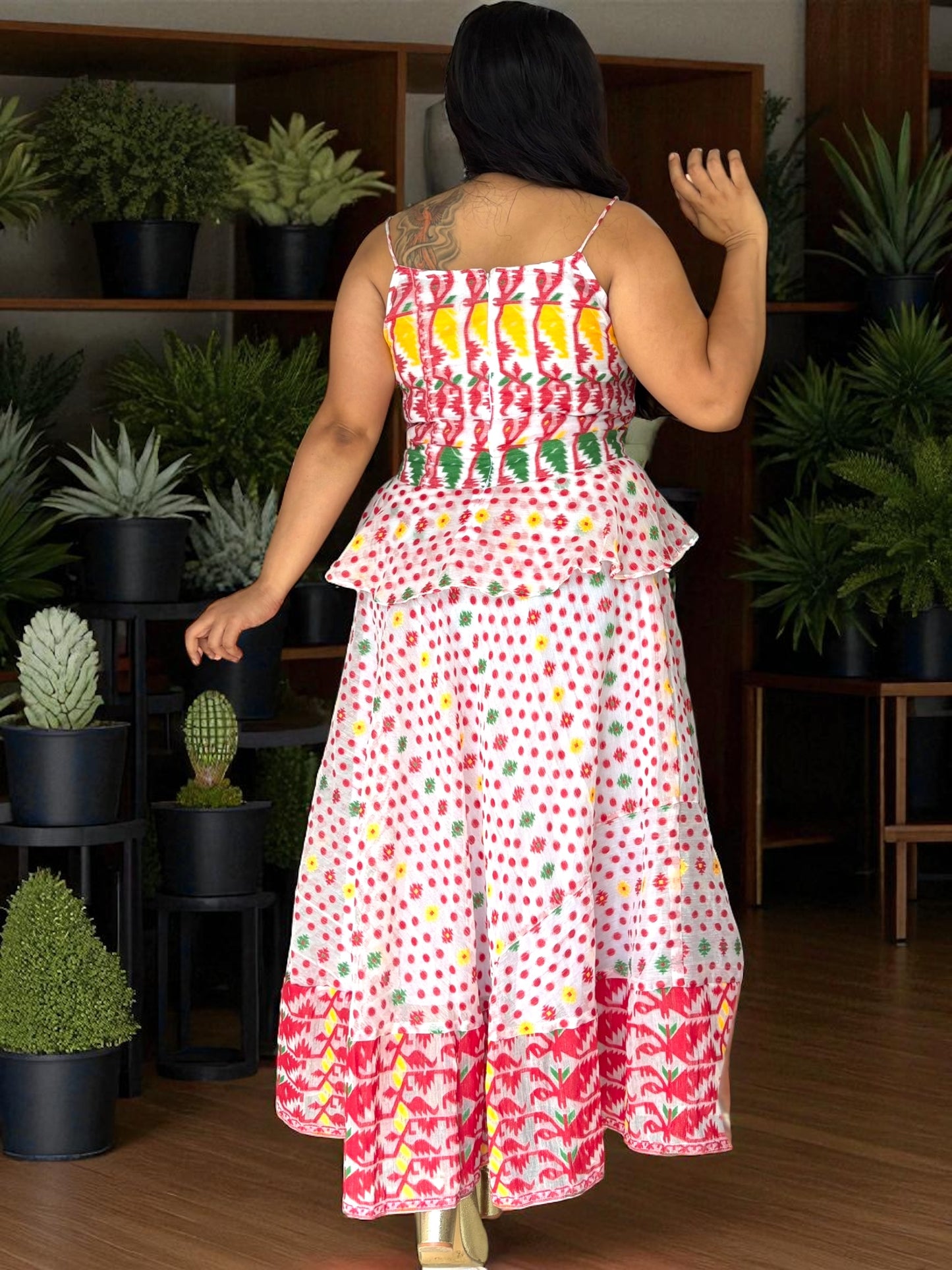 Jocelyn Jamdani Peplum Top & Skirt Coord Set