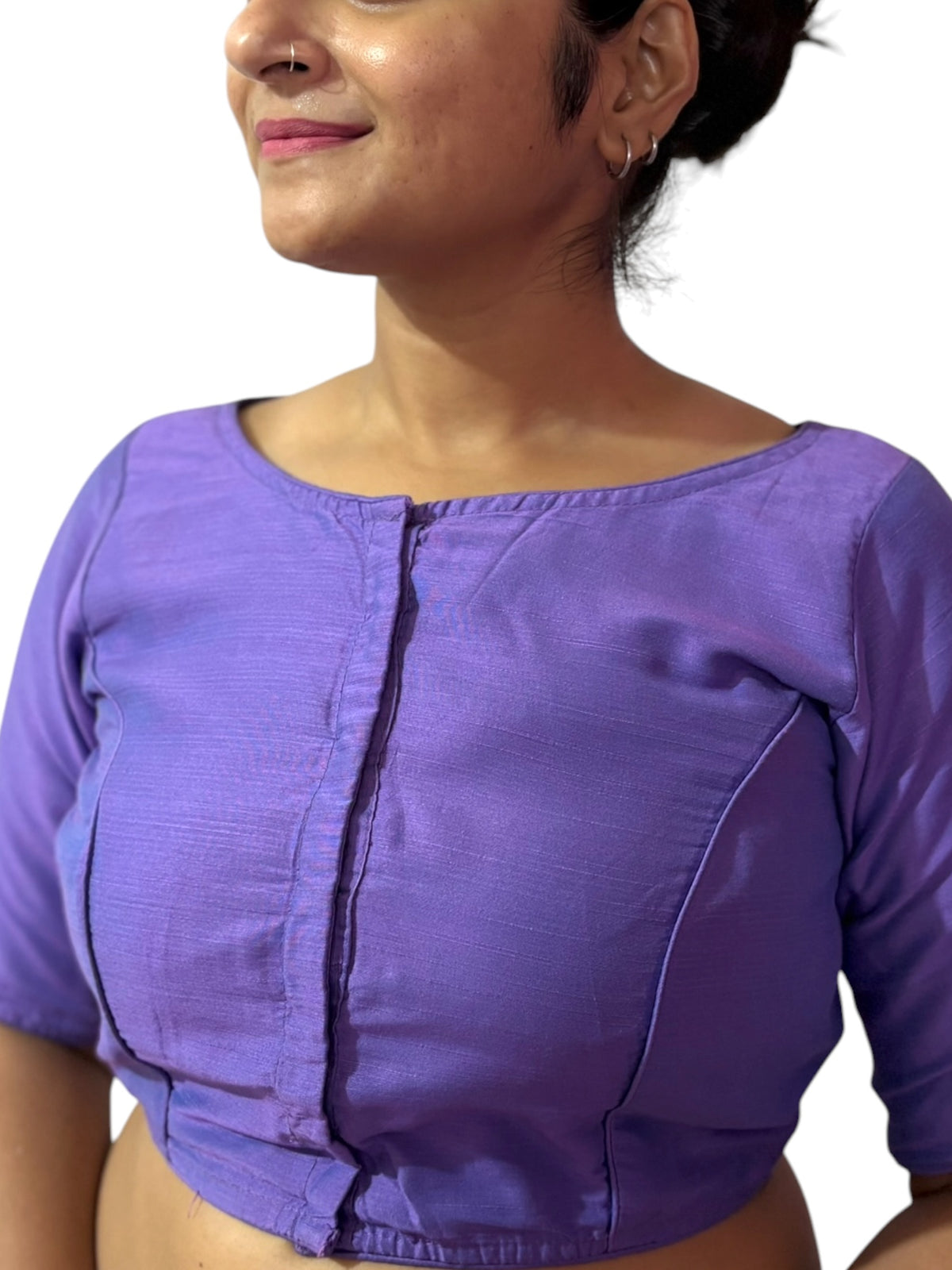 White Joba Cotton Hand-Embroidered Blouse - Purple