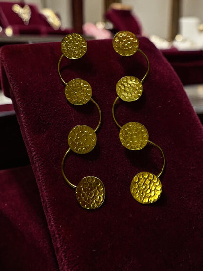 Devayana Coins Statement Brass Dangler Earrings