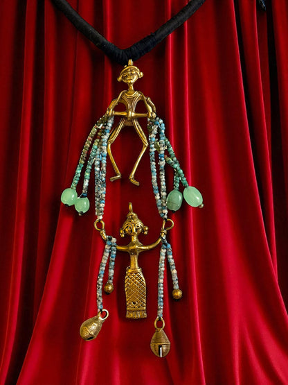 Dhamsa Dance Dokra Crystal Brass Necklace