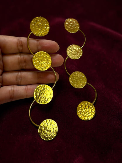 Devayana Coins Statement Brass Dangler Earrings