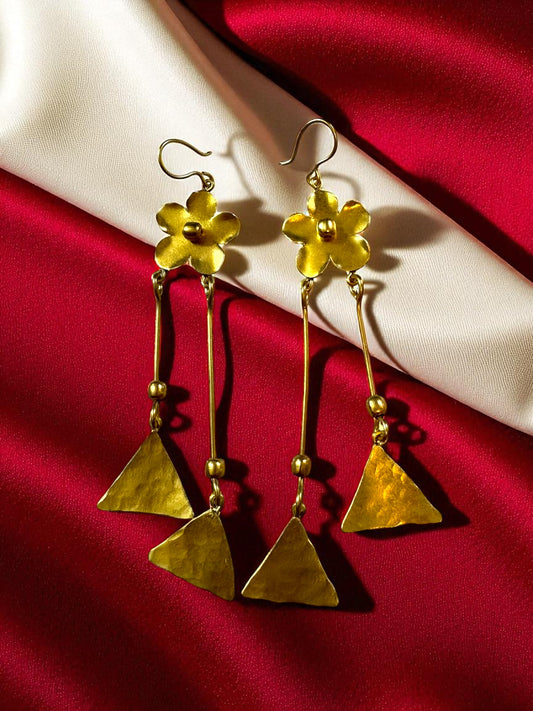 Flower Chandmala Brass Dangler Earrings
