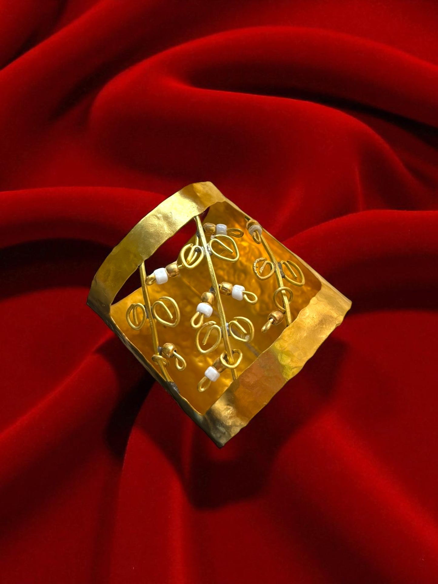 Flower Garden Brass Cuff Bracelet