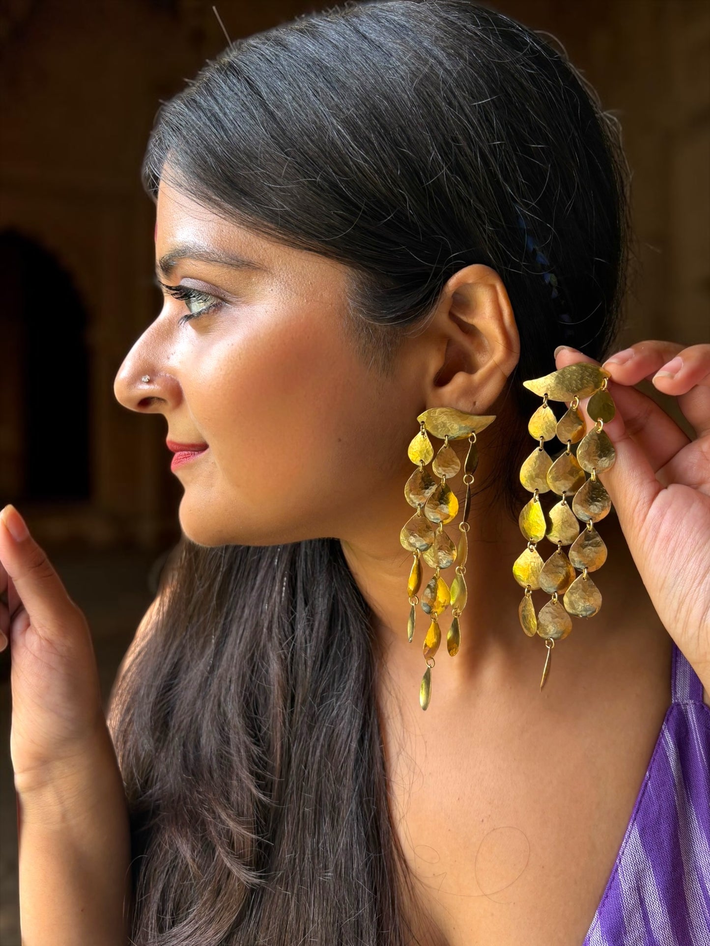 Queen Cleopatra Brass Dangler Earrings