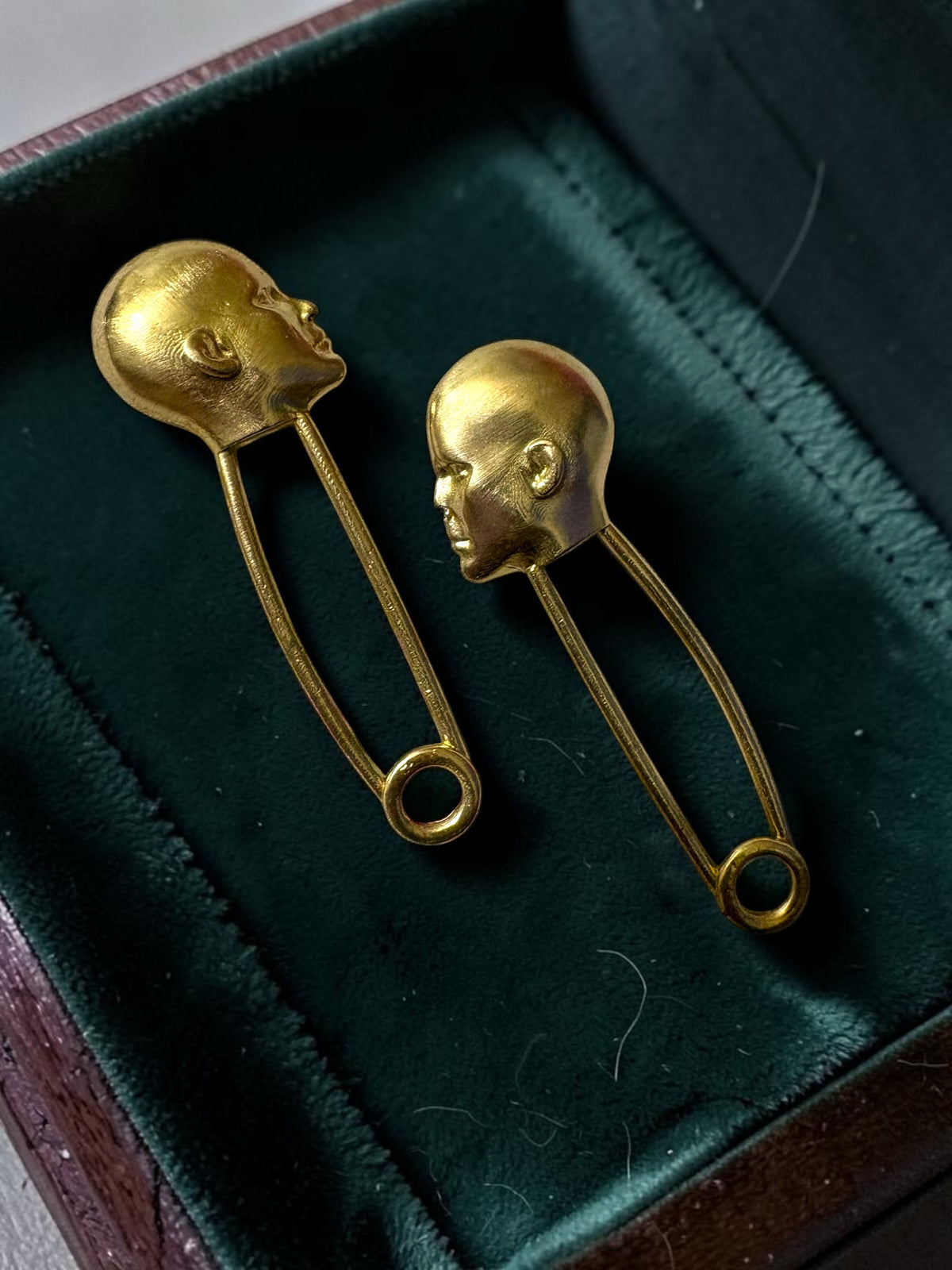 Safety Person Premium Sculptural Brass Dangler Earrings