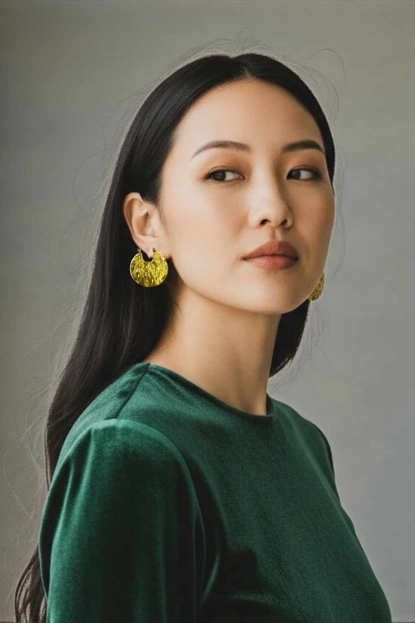 Greek Coin Bold Brass Dangler Earrings