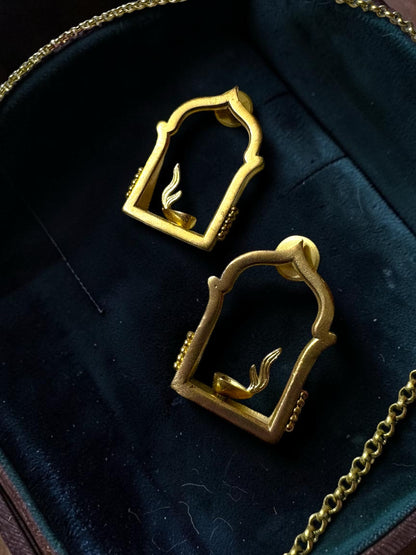 Deepavali Premium Sculptural Brass Necklace Jewelry Set (Necklace, Earrings)