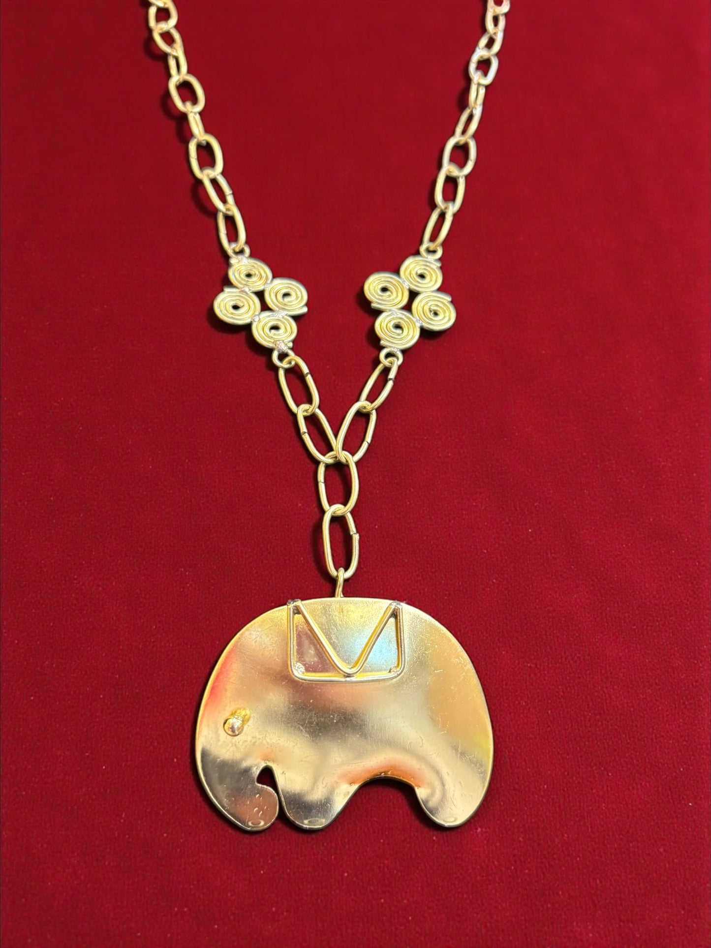Baby Elephant Brass Pendant Chain Necklace Jewelry Set