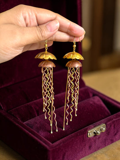 Jellyfish Copper and Brass Dangler Earrings