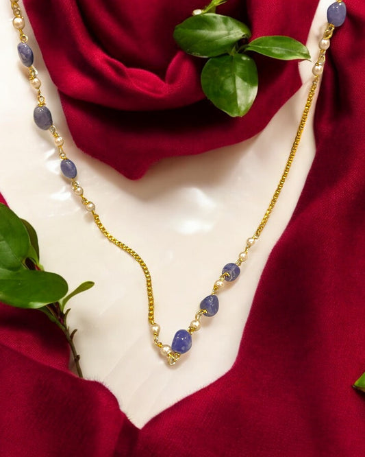 Inky Blue Stone Long Chain