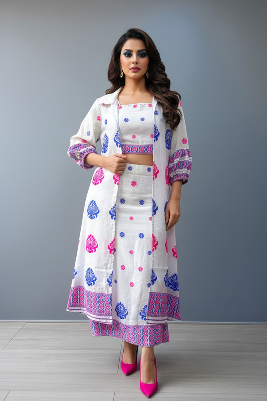 Viha Assamese Cotton Dress Coord Set