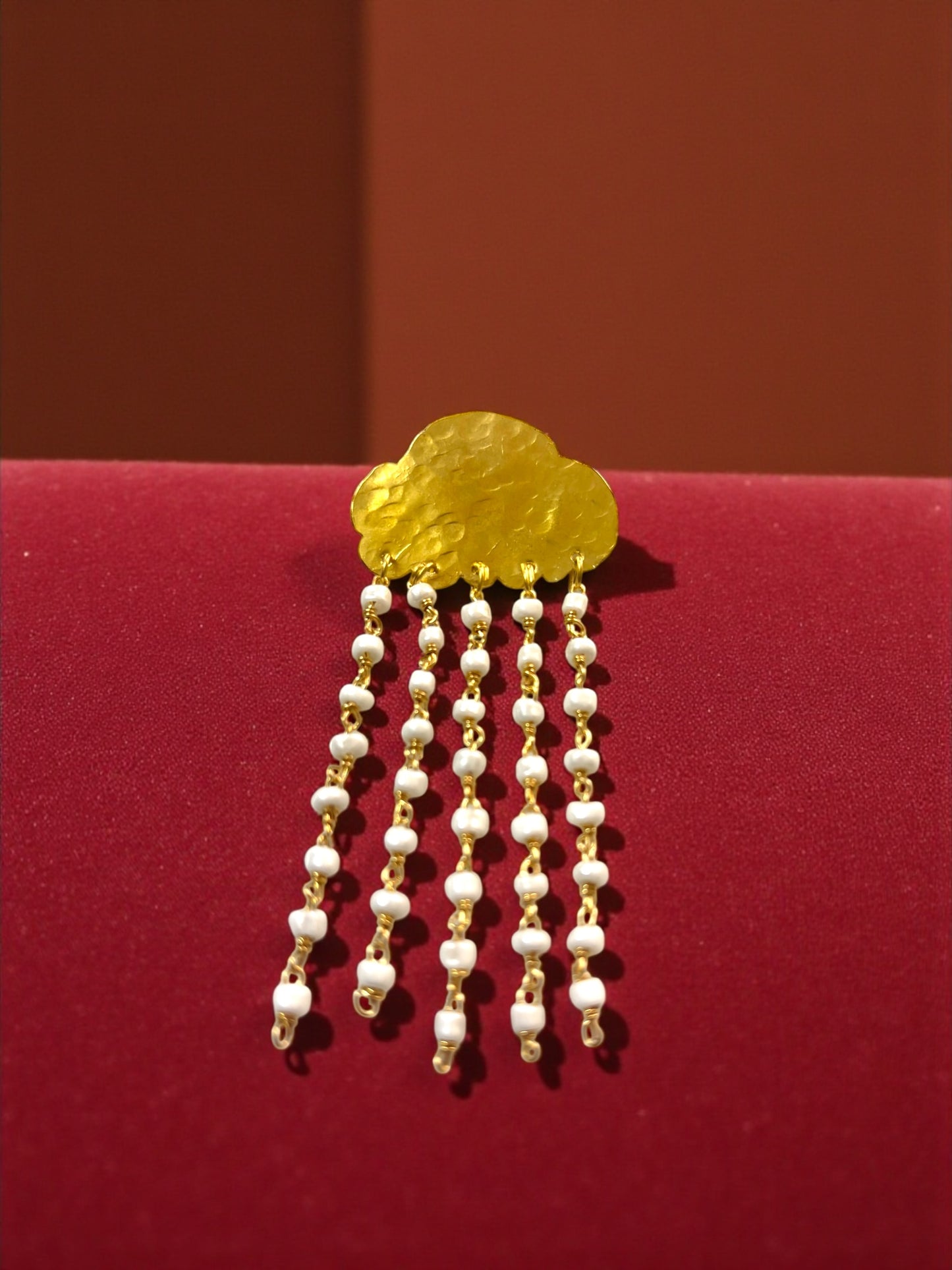 Rain Clouds Brass Brooch