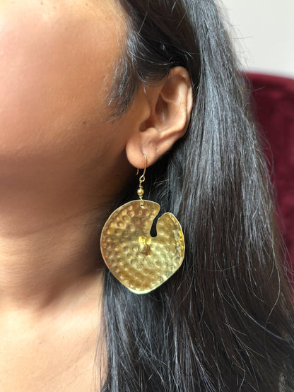 Lotus Leaf Brass Dangler Earrings