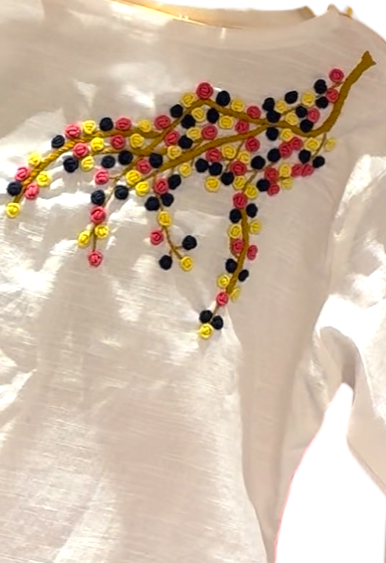 Candycrush Full Sleeved Embroidered Cotton Top - Yellow Peach