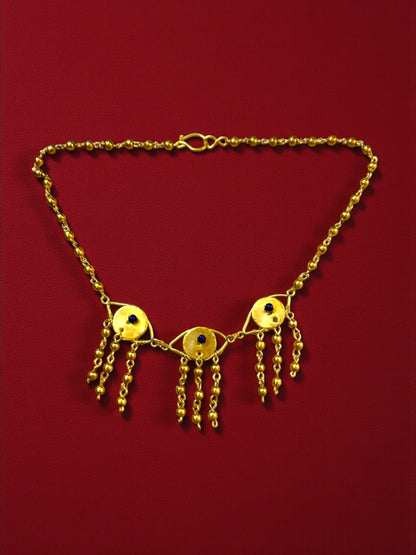 Evil Eye Brass Choker Necklace Jewelry Set ( Necklace + Earrings)