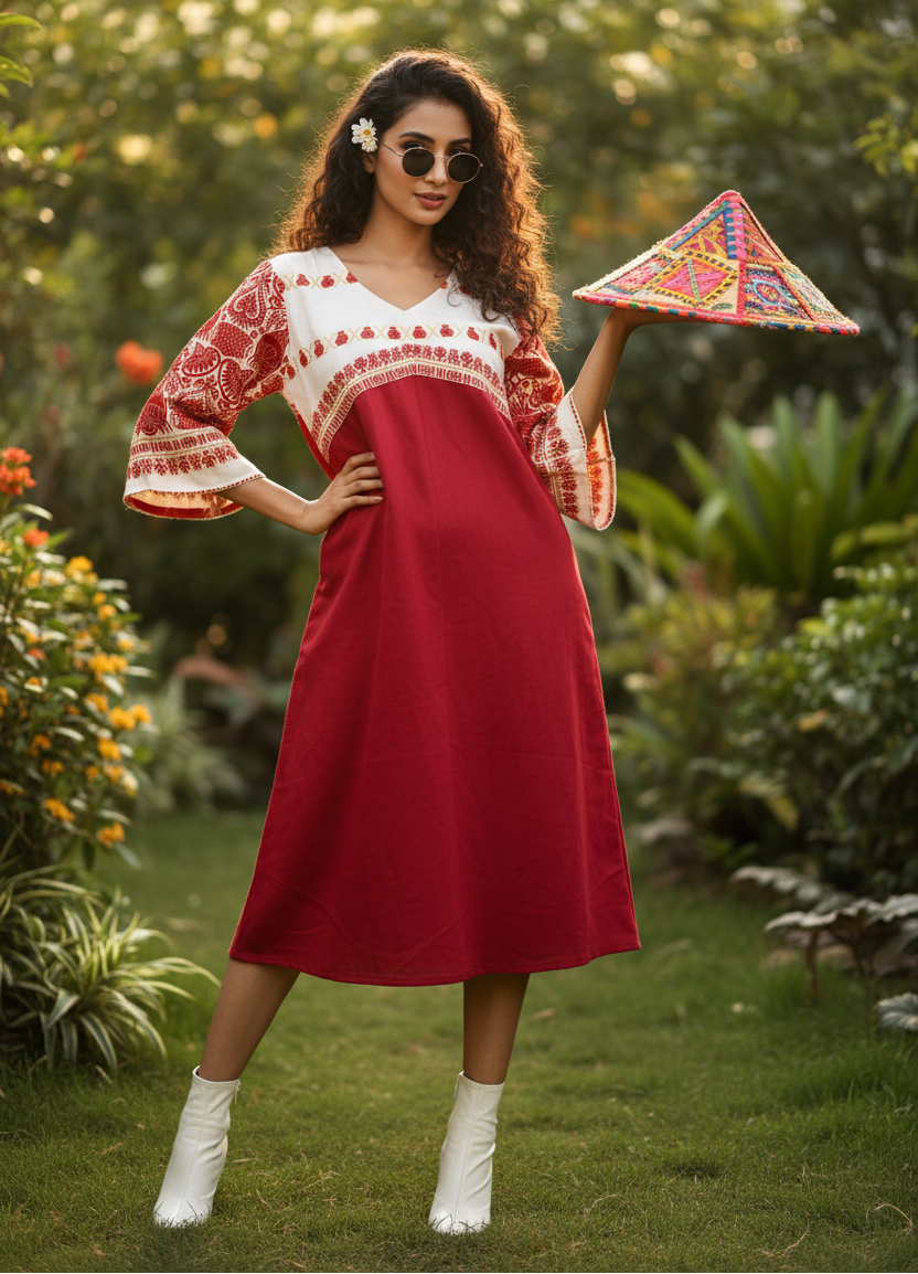 Atiya Assamese Cotton A-line Dress