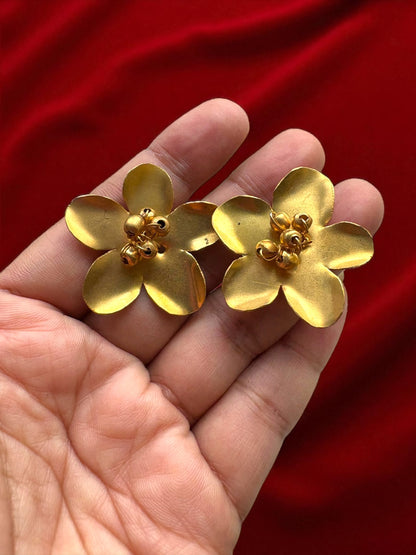 Ghungru Flower Brass Stud Earrings