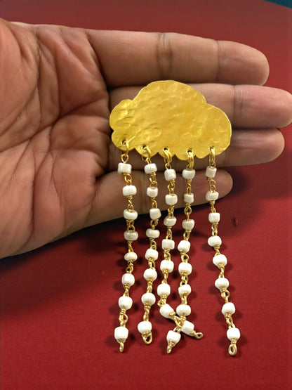 Rain Clouds Brass Brooch