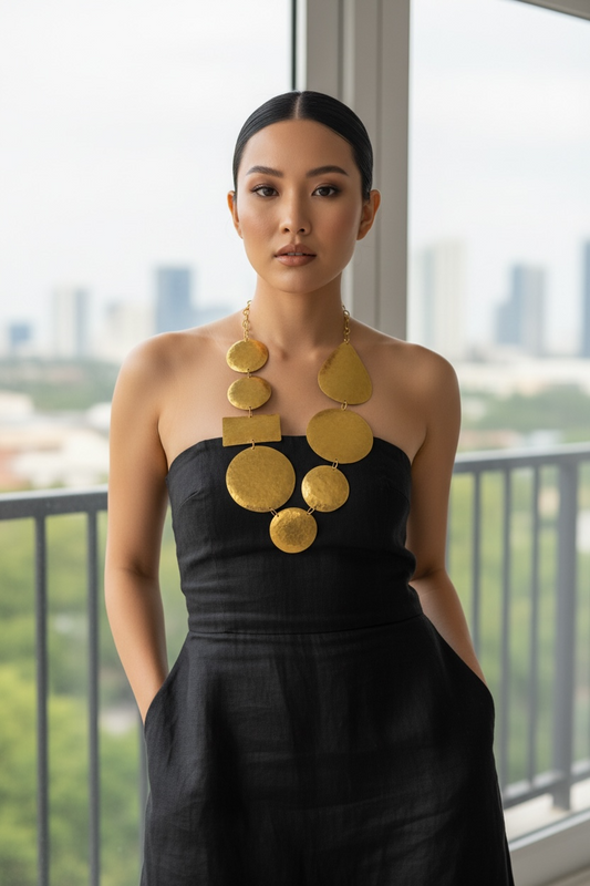Circle of Life Brass Statement Necklace