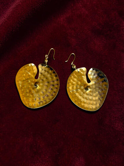 Lotus Leaf Brass Dangler Earrings