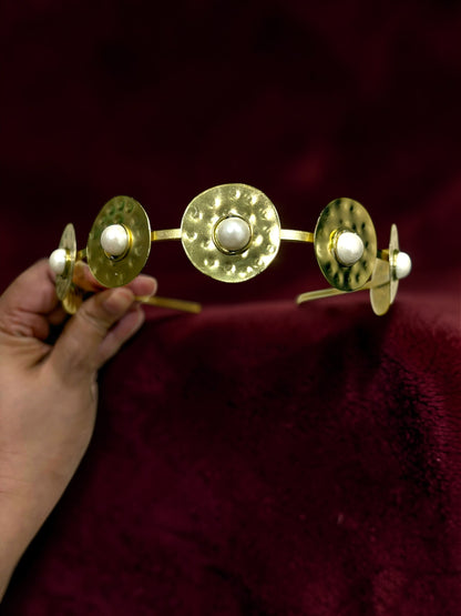 Pearl Coins Brass Hair Band Accessory