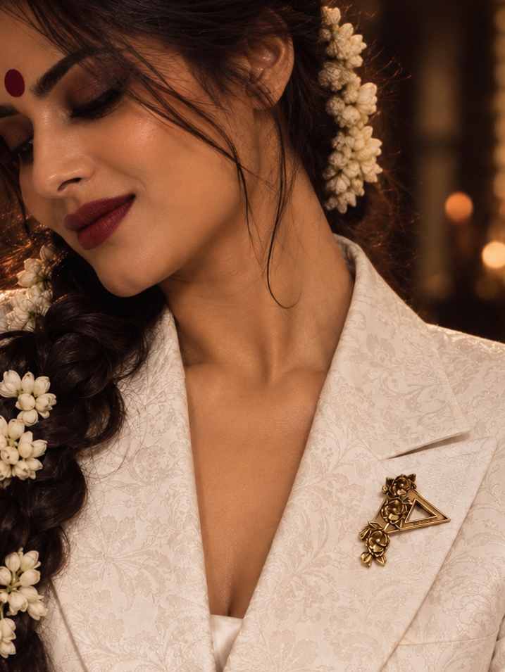 Guldasta Premium Sculptural Brass Brooch