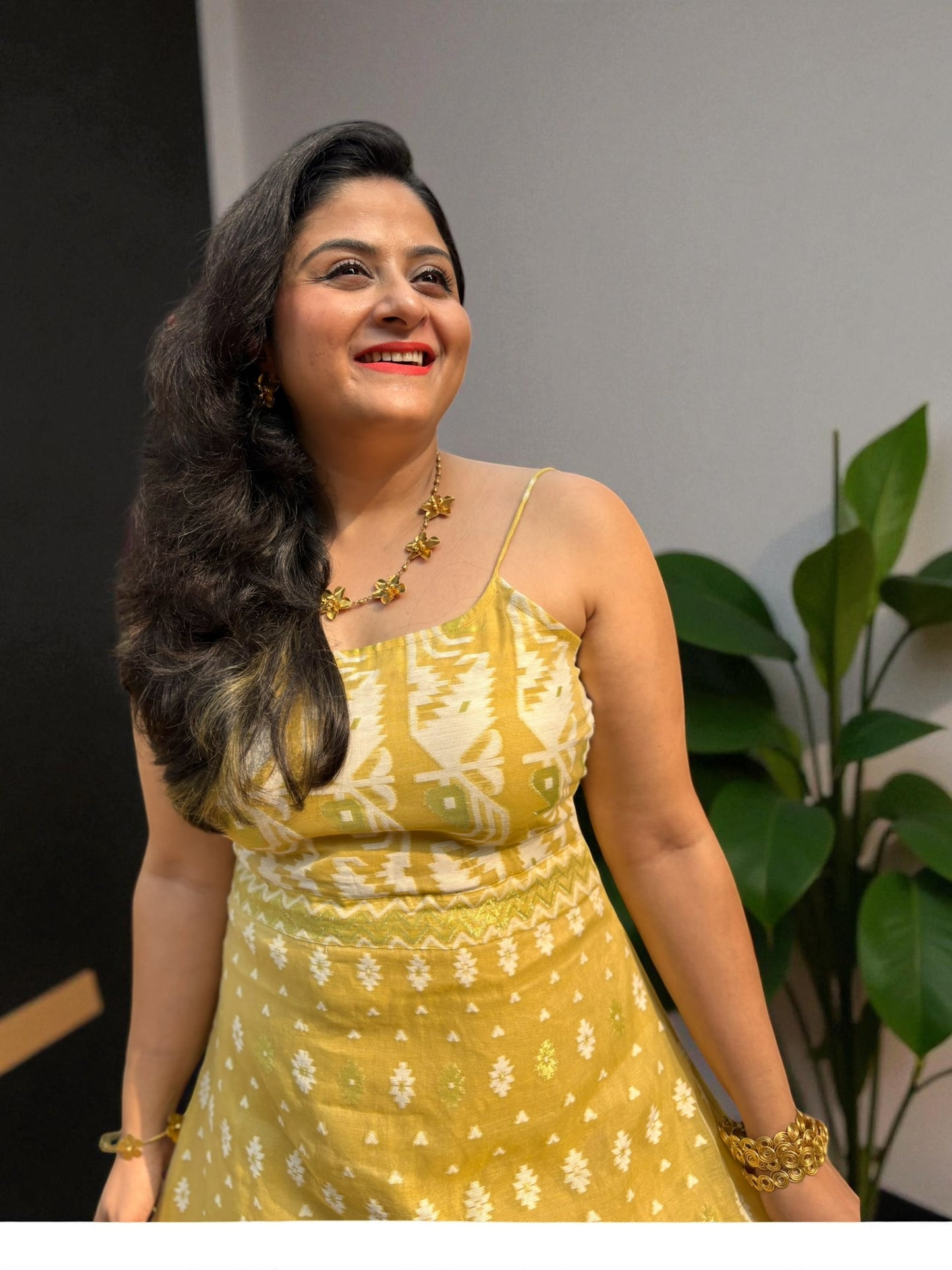 Mayabi Strappy Jamdani Cotton Dress