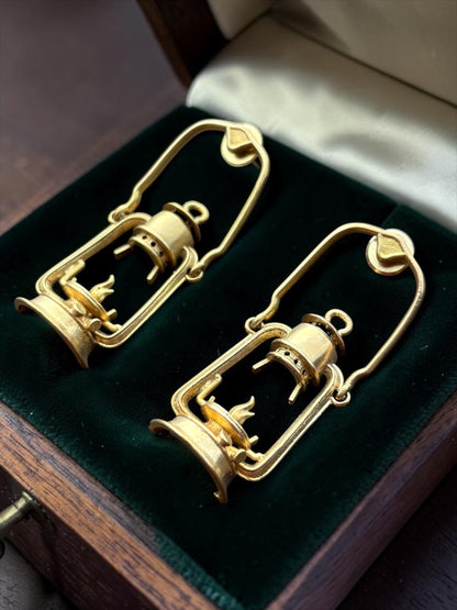 Lantern Premium Sculptural Brass Dangler Earrings