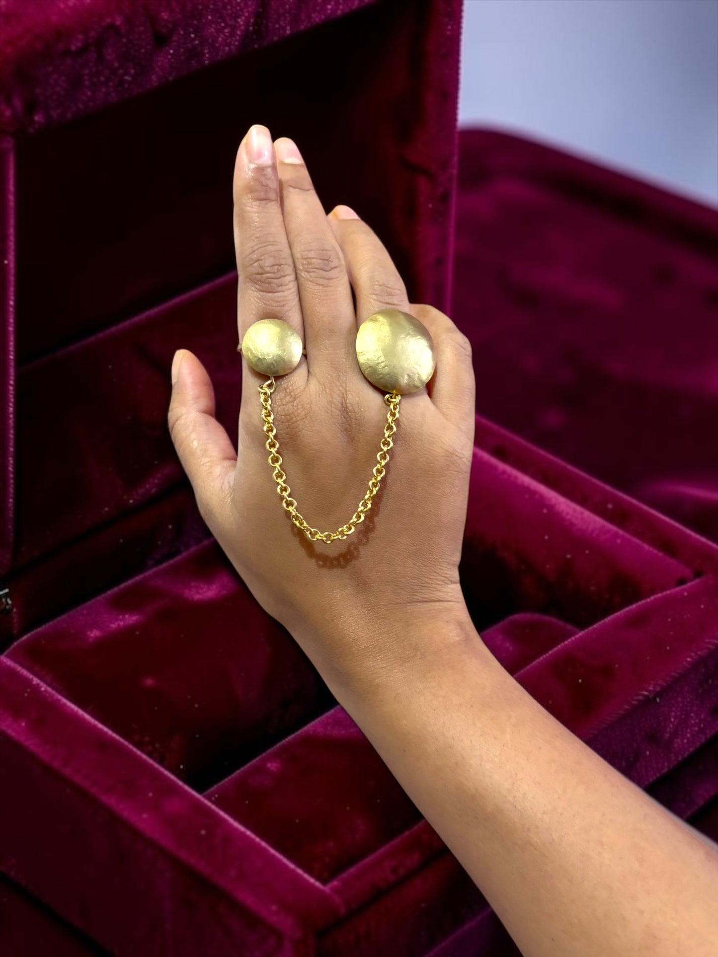 Circle of Life Double Chain Brass Ring