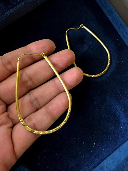 Oval Hoops Brass Dangler Earrings