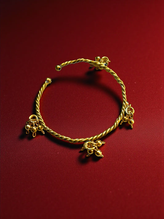 Minimalist Ghungru Beads Brass Bracelet