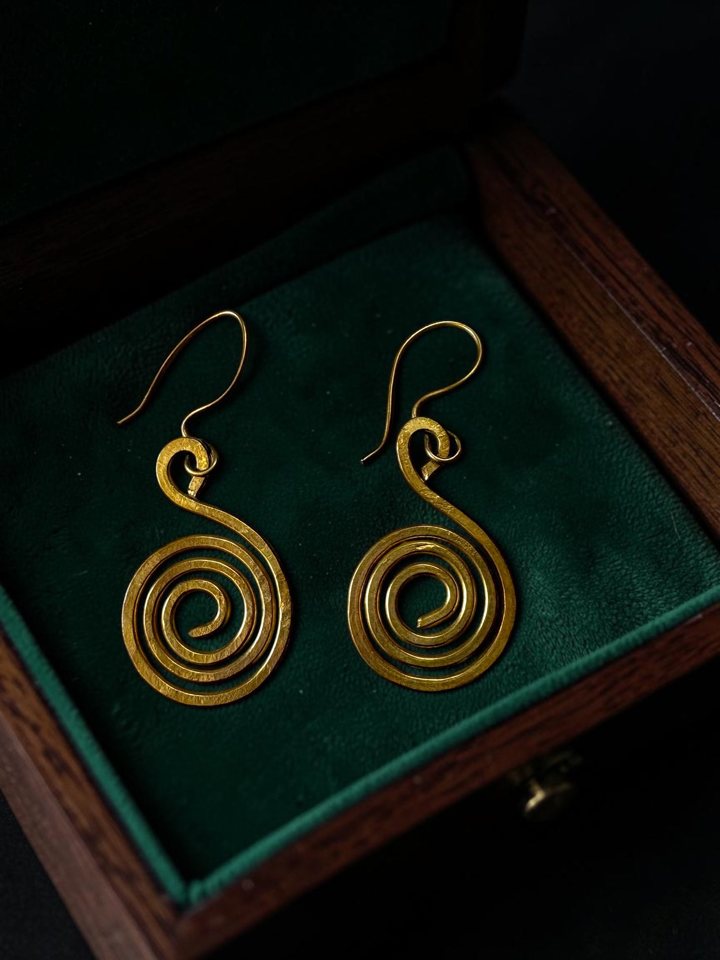 Round Spiral Brass Dangler Earrings