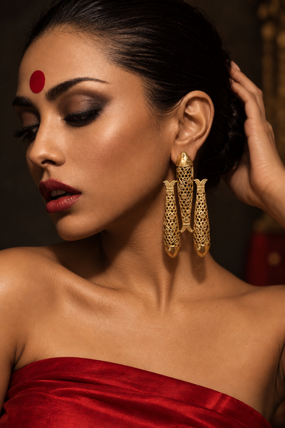 Meenmohini Premium Sculptural Brass Dangler Earrings