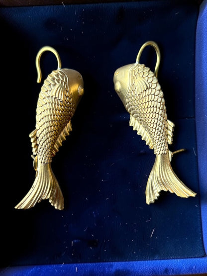 Meena Fish Premium Sculptural Brass Earcuff Earrings