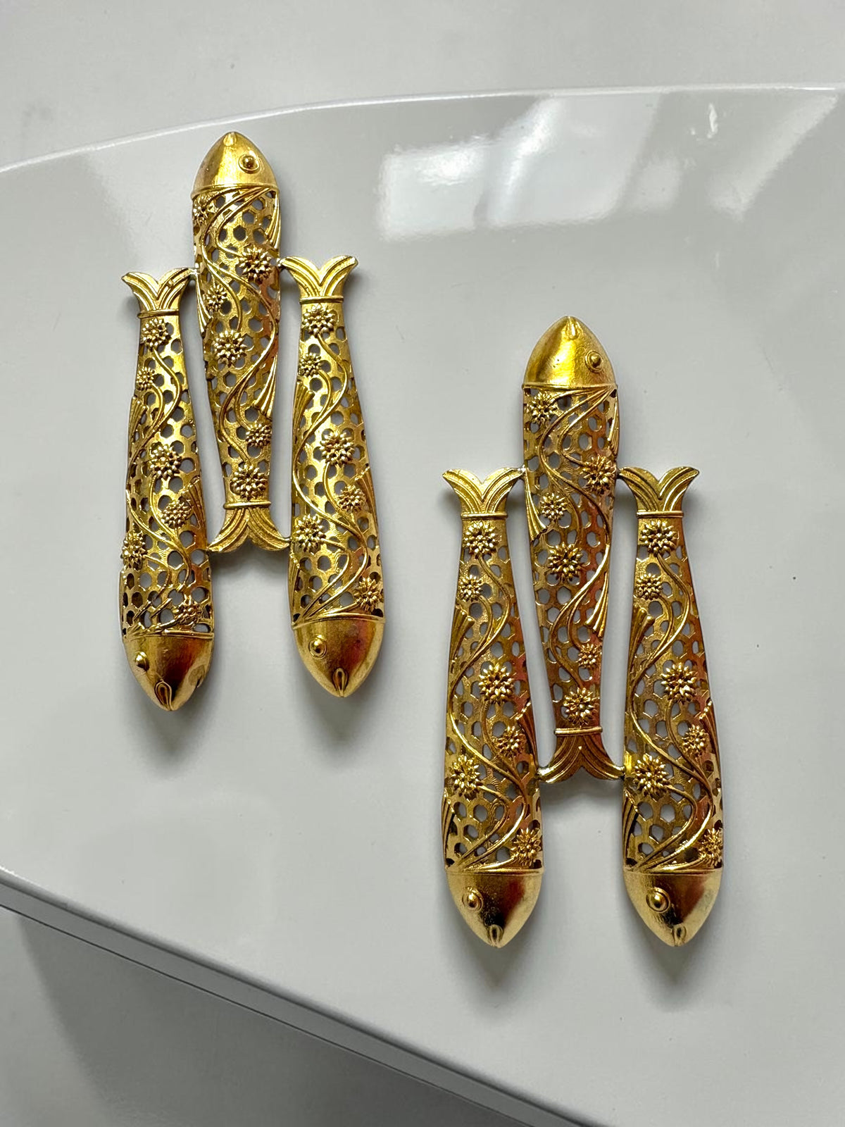 Meenmohini Premium Sculptural Brass Dangler Earrings