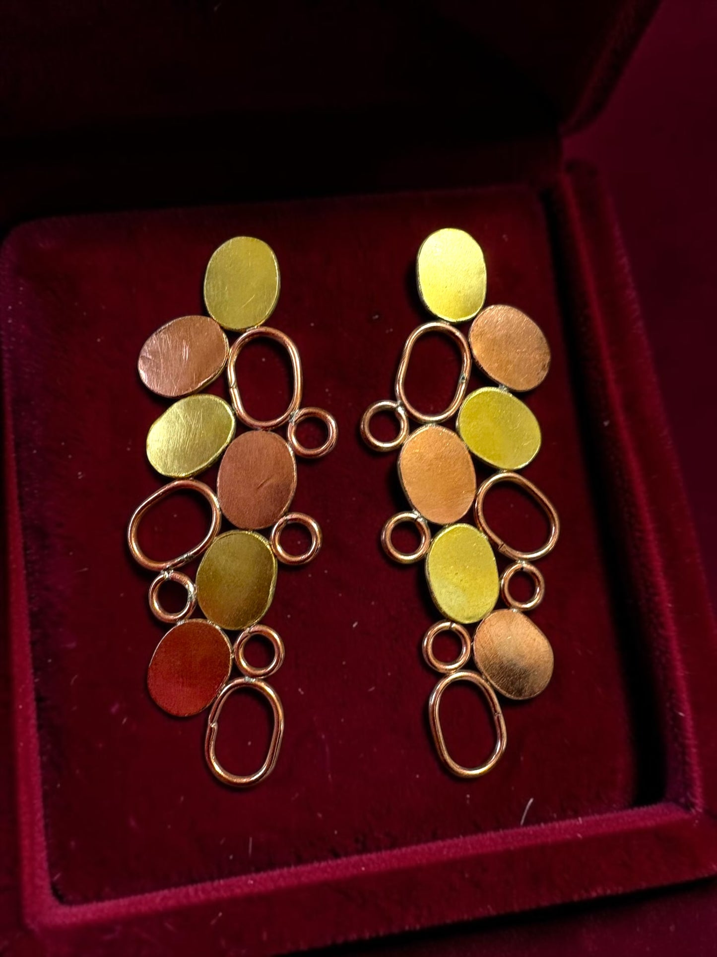 Abstract Circles Brass Dangler Earrings