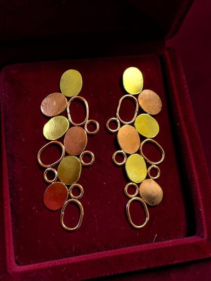 Abstract Circles Brass Dangler Earrings