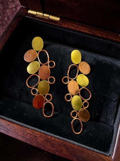 Abstract Circles Brass Dangler Earrings