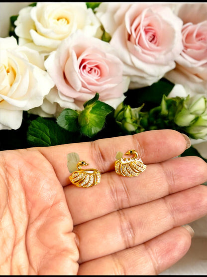 White Swan AD Stone Ear Studs