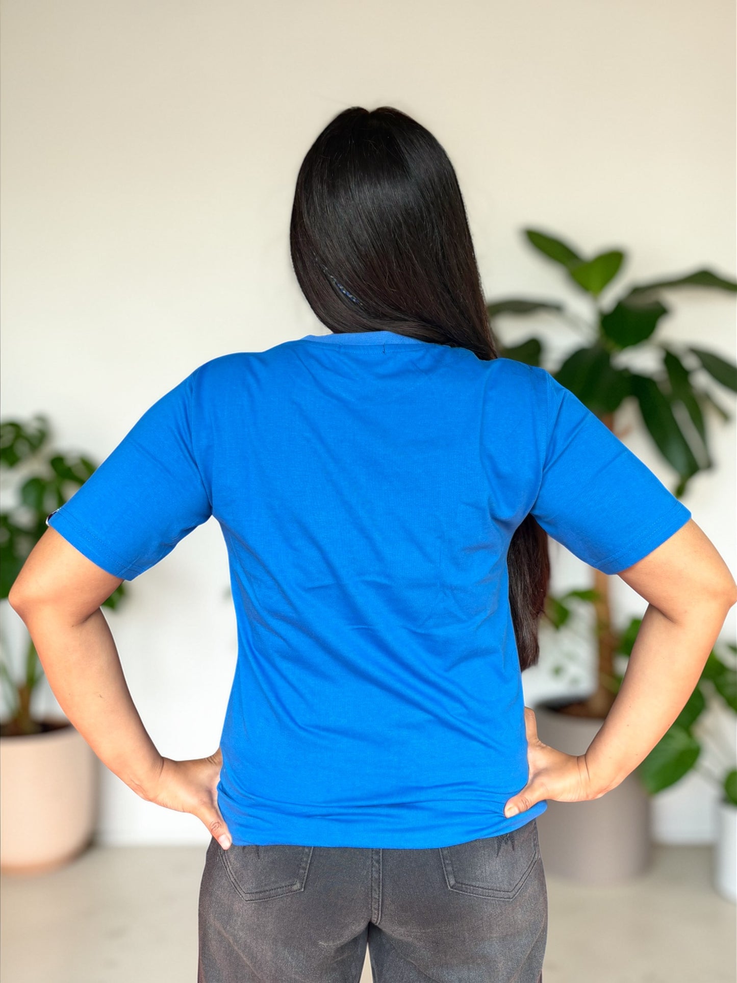 Hana Embroidered T-shirt - Royal Blue Shoulder