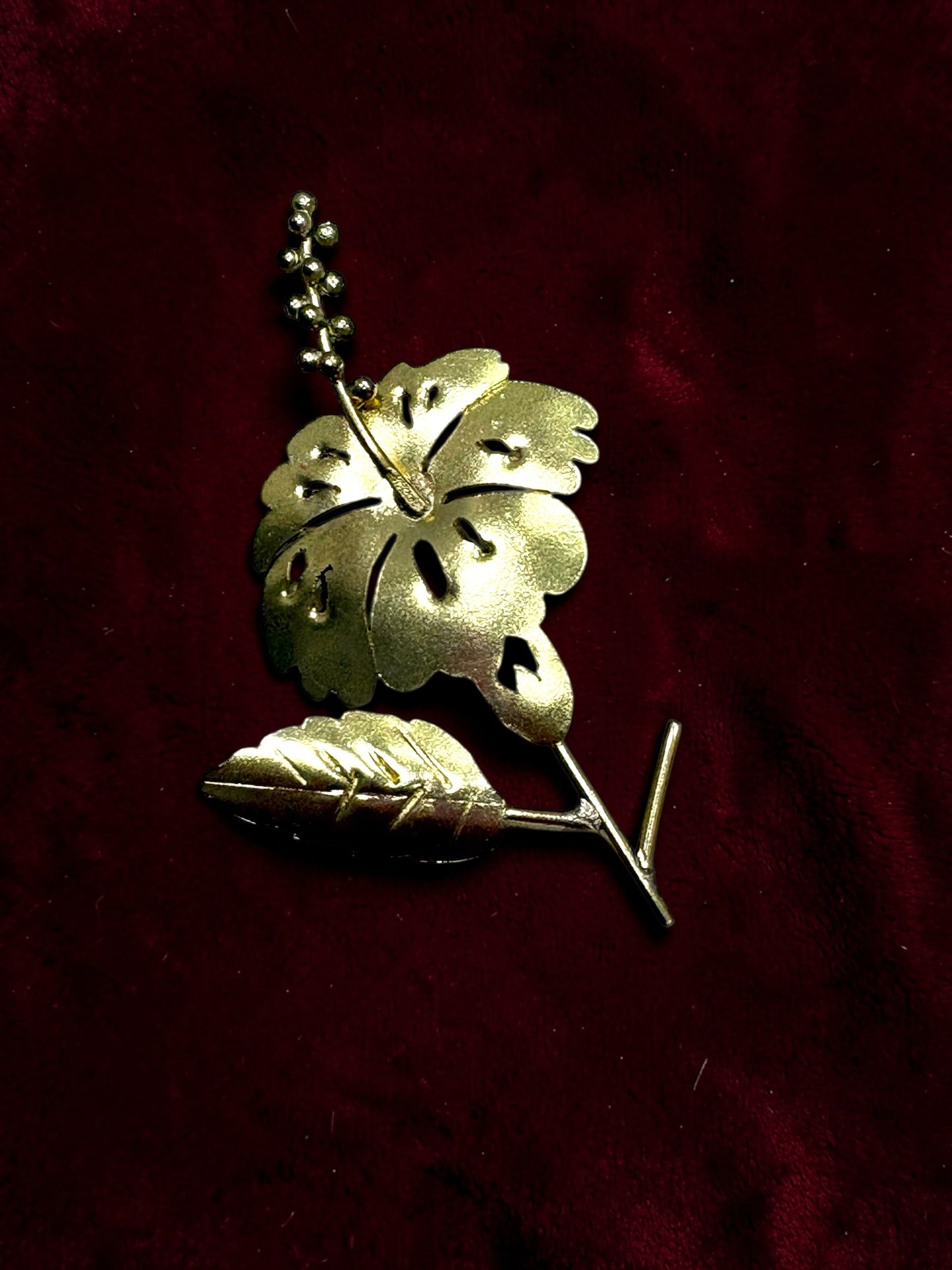 Hibiscus Flower Brass Brooch
