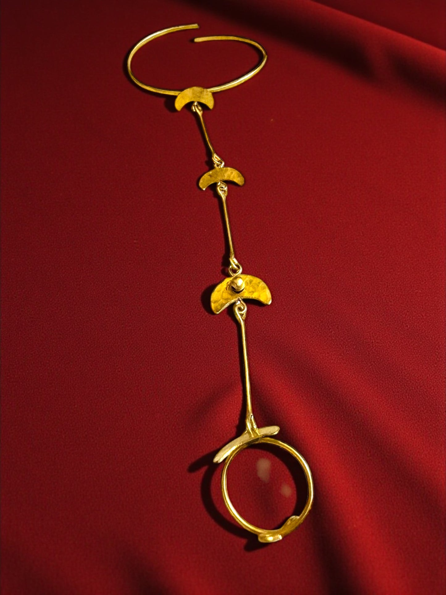 Minimalist  Moon Chandni Brass Hand Harness Bracelet