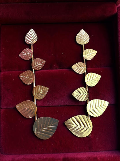 Leafy Affair Brass Statement Dangler Earrings