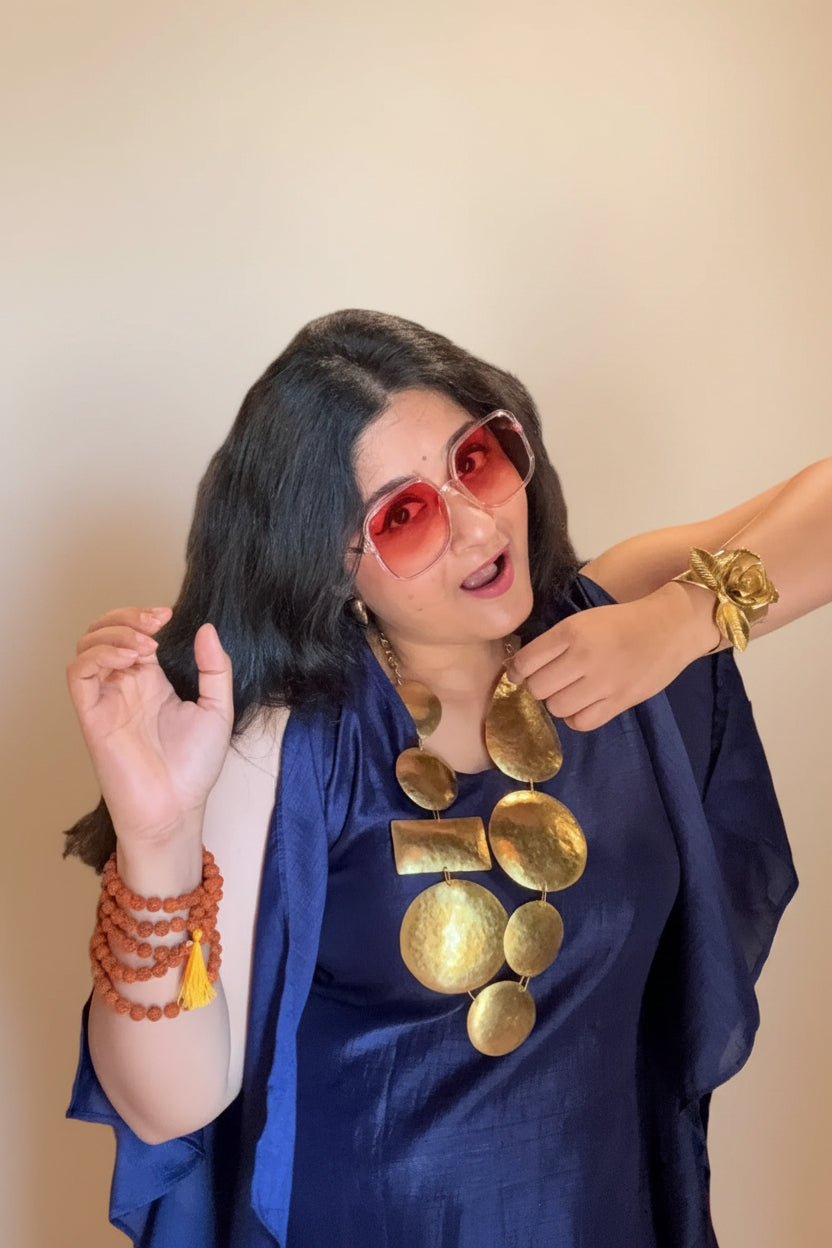 Circle of Life Brass Statement Necklace Jewelry Set (Necklace, Earrings)